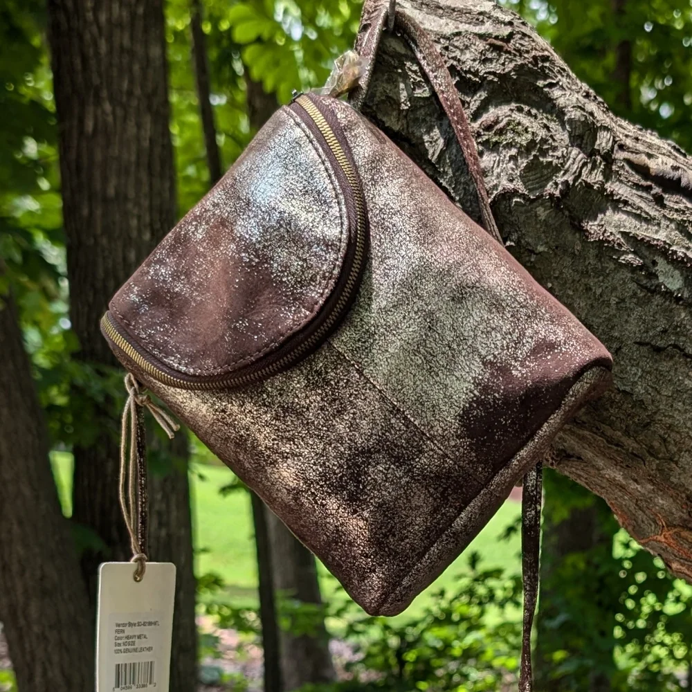 HOBO Fern Brown Metallic crossbody bag (New) - Picture 10 of 13